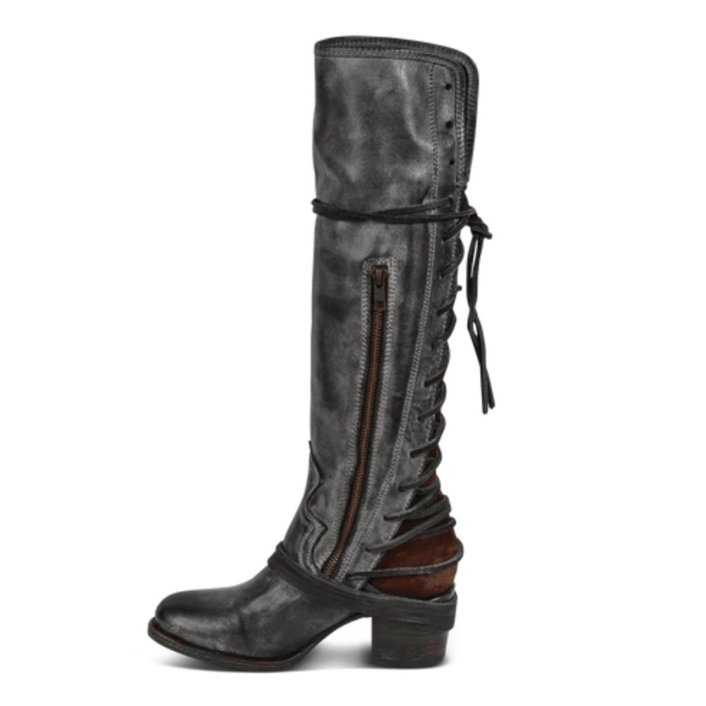 Freebird Coal Black Red Leather Corset Lace Zip Up Women’s Boots Sz 8